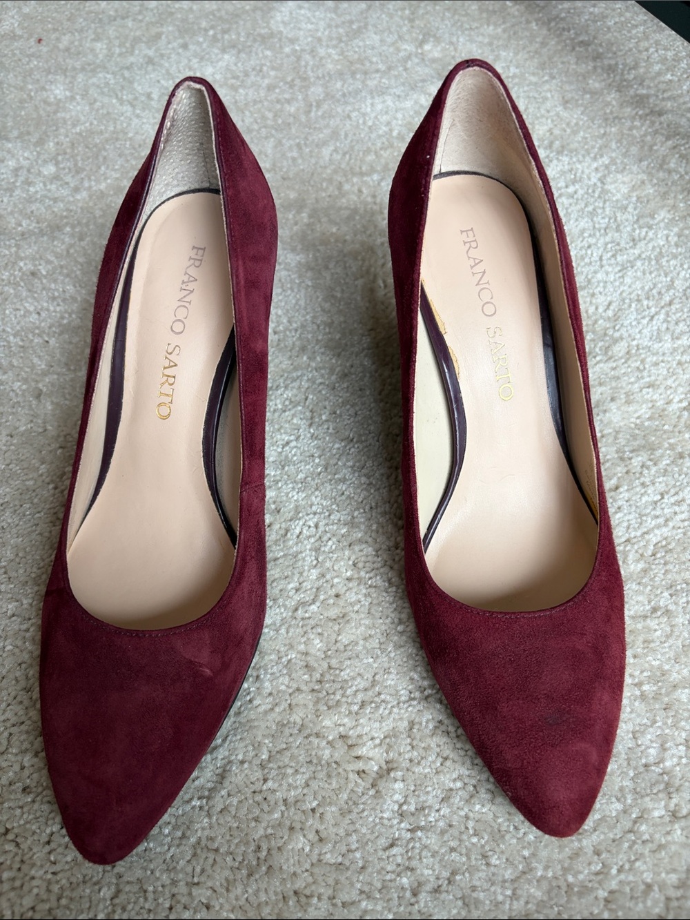 Franco Sarto Women's Burgundy Suede Pointed-Toe Pumps